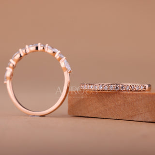 Round & Marquise cut Diamond Half Eternity Two Band Set