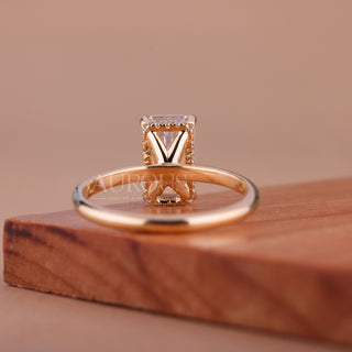 2.50CT Elongated Emerald Cut Hidden Halo Engagement Ring