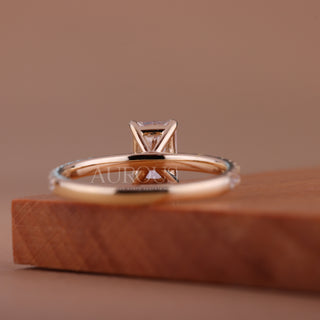 1.0CT Radiant Cut Pave Setting Moissanite Engagement Ring