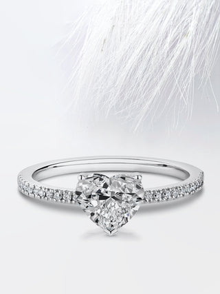 Heart Pave Diamond Moissanite Engagement Ring For Women