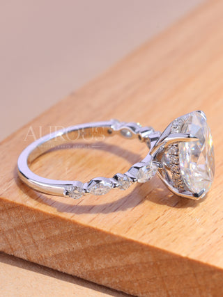 1.50CT Oval Cut Hidden Halo Pave Setting Moissanite Engagement Ring