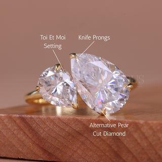 2.50CTW Pear Cut Alternative Toi Et Moi Engagement Ring