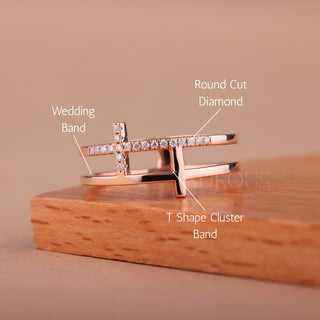 T Shape Round Cut Moissanite Diamond Wedding Band