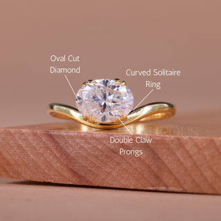 1.50CT East-West Oval Cut Curved Moissanite Engagement Ring