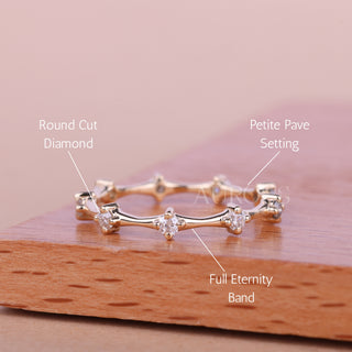 Round Cut Petite Pave Setting Full Eternity Wedding Band
