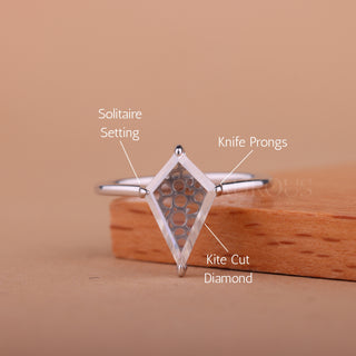 1.0CT Kite Cut Diamond Unique Solitaire Moissanite Engagement Ring