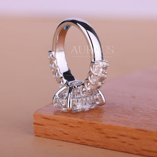 4.0CT Oval Cut Unique Hidden Halo Pave Set Moissanite Engagemen Ring