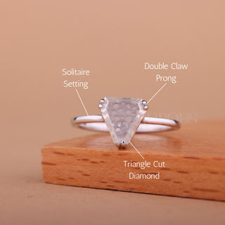 1.0CT Triangle Cut Diamond Double Claw Solitaire Engagement Ring
