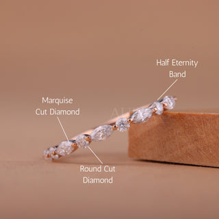 Marquise & Round Cut Half Eternity Moissanite Wedding Band