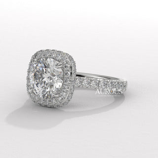 1.0CT Round Cut Pave Setting Moissanite Engagement Ring