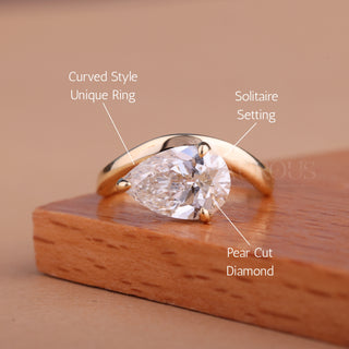 1.50CT East-West Pear Cut Diamond Curved Engagement Ring