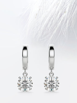 Round Moissanite Drop Diamond Earrings For Women