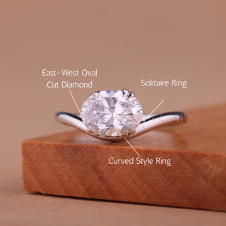 1.50CT East-West Oval Cut Curved Solitaire Engagement Ring