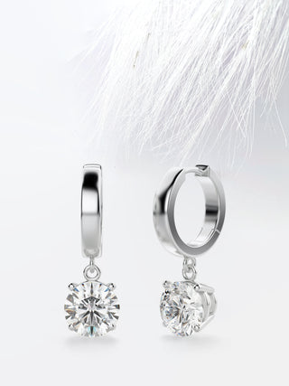 Round Moissanite Drop Diamond Earrings For Women