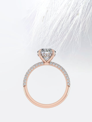 Round Cut Hidden Halo Diamond Moissanite Engagement Ring For Women