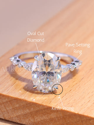 1.50CT Oval Cut Hidden Halo Pave Setting Moissanite Engagement Ring