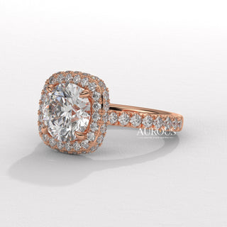 1.0CT Round Cut Pave Setting Moissanite Engagement Ring