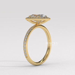 1.50CT Oval Cut Halo Pave Setting Moissanite Engagement Ring