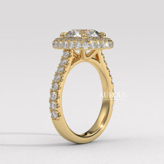 1.0CT Round Cut Pave Setting Moissanite Engagement Ring