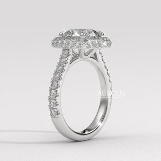 1.0CT Round Cut Pave Setting Moissanite Engagement Ring