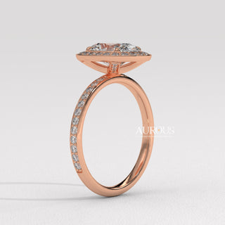 1.50CT Oval Cut Halo Pave Setting Moissanite Engagement Ring