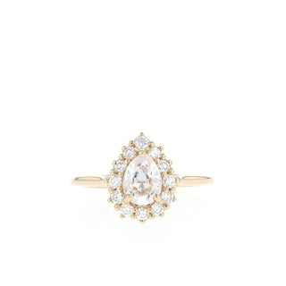 0.75CT Pear Halo Moissanite Diamond Solitaire Engagement Ring