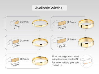 2.0MM Beveled Edge Wedding Band For Her, Solid Gold