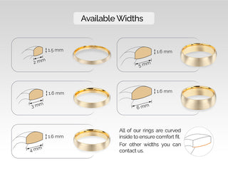 3.0MM Classic Dome Wedding Matte Brushed Band For Women in Solid Gold