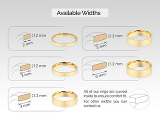 3.0MM Dome Wedding Hammered Band For Women in Solid Gold