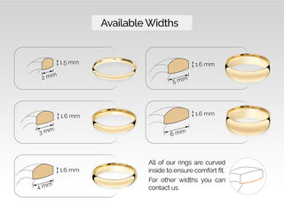 2.0MM Classic Dome Wedding Band For Women, Solid Gold