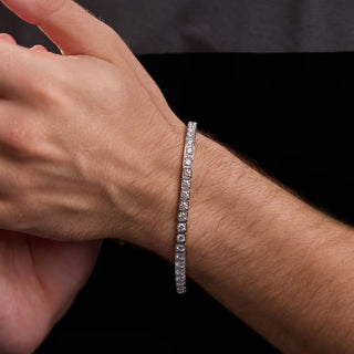 A'ja Wilson Inspired Round Cut Square Bezel Setting Moissanite Tennis Bracelet