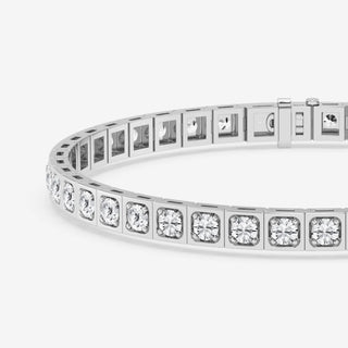 A'ja Wilson Inspired Round Cut Square Bezel Setting Moissanite Tennis Bracelet