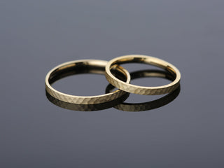 2.0MM Flat Hammered Wedding Band For Women in Solid Gold