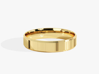 4.0MM Beveled Edge Wedding Band For Women in Solid Gold