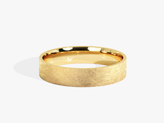 4.0MM Classic Flat Wedding Ice Matte Band For Women in Solid Gold