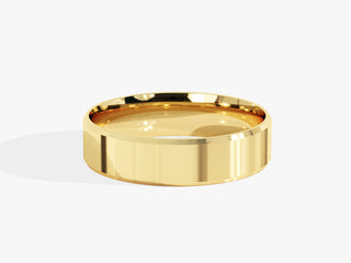 5.0MM Beveled Wedding Band For Women in Solid Gold