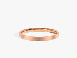 2.0MM Classic Dome Brushed Wedding Band For Women, Solid Gold