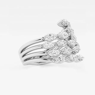 Cardi B Inspired Marquise Cut Cluster Diamond Unique Wedding Ring