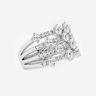 Alicia Keys Inspired Round Cut Cluster Diamond Moissanite Unique Ring