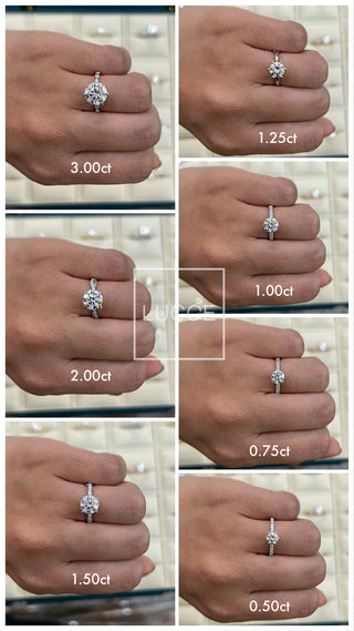 Round Cut Diamond Pave Moissanite Engagement Ring For Her