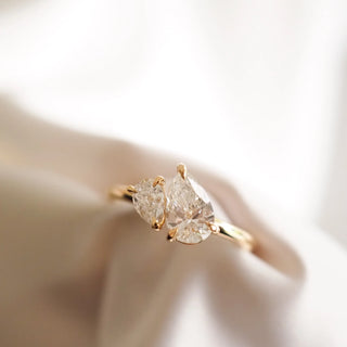 1.0TCW Pear Cut Diamond Toi Et Moi Engagement Ring