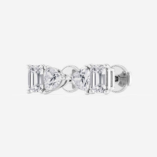 Taylor Swift Inspired Heart & Emerald Cut Toi Et Moi Moissanite Stud Earrings