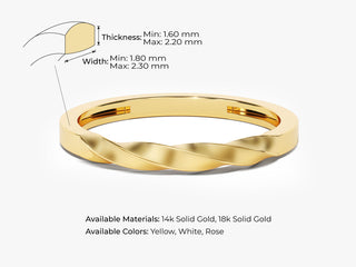 14k Solid Twist Wedding Band For Women, Minimalist Wedding Ring