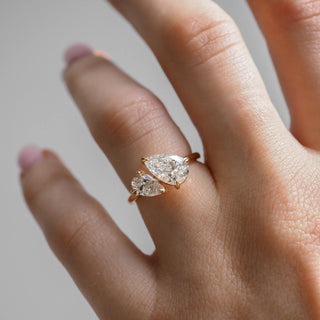1.50TCW Pear Cut Unique Toi Et Moi Engagement Ring