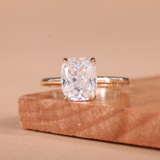 1.50CT Elongated Cushion Cut Hidden Halo Moissanite Engagement Ring