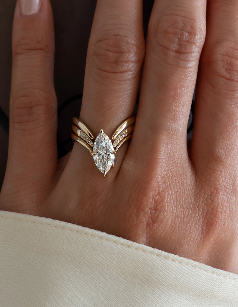 1.50CT Marquise Cut Unique Diamond Cluster Bridal Ring Set
