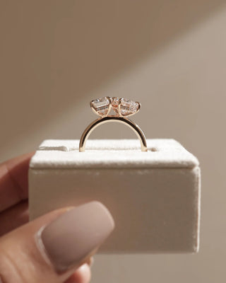 2.20CTW Pear & Emerald Cut Hidden Halo You And I Ring