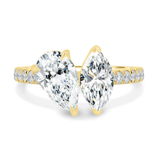 2.0CTW Marquise & Pear Cut Pave Set Toi Et Moi Ring