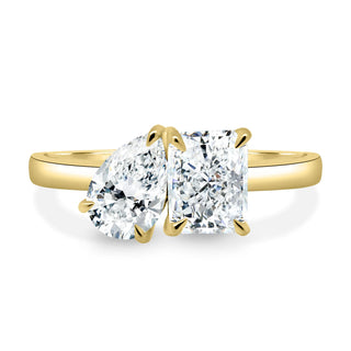 2.0CTW Radiant & Pear Diamond Toi Et Moi Engagement Ring For Her