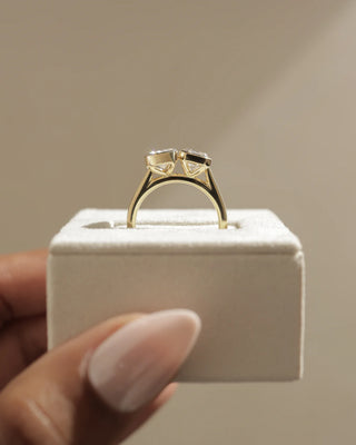 2.20CTW Emerald & Pear Cut Bezel Set Toi Et Moi Ring Stack